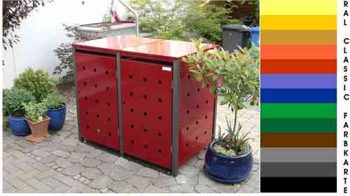 2 er Müllbox Mülltonnenhaus Metall 120 S - Var. 3 freie Farbwahl