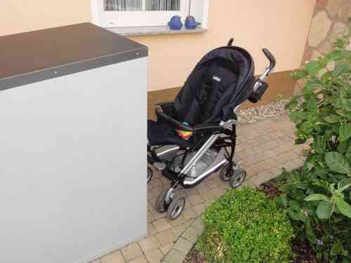 Kinderwagenbox, Kinderwagengarage in Ral 9007 / 9006 / 7016 mit Bodenplatte